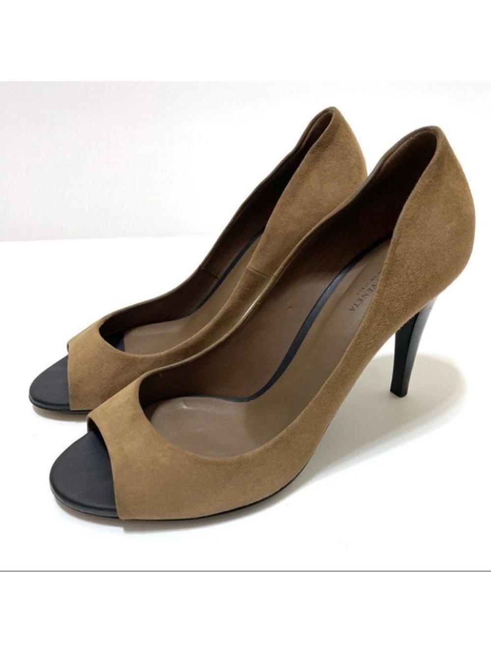 Bottega Veneta Brown Suede Peep Toe Heels size 39